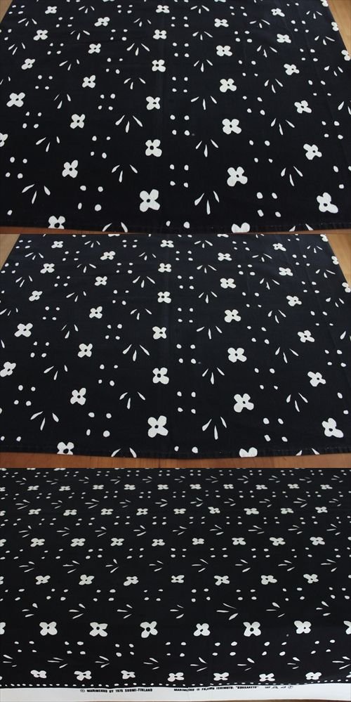 商品の詳細1: 【marimekko】　KUKKAKETO　vintage生地　ブラック　133cm×133cm　