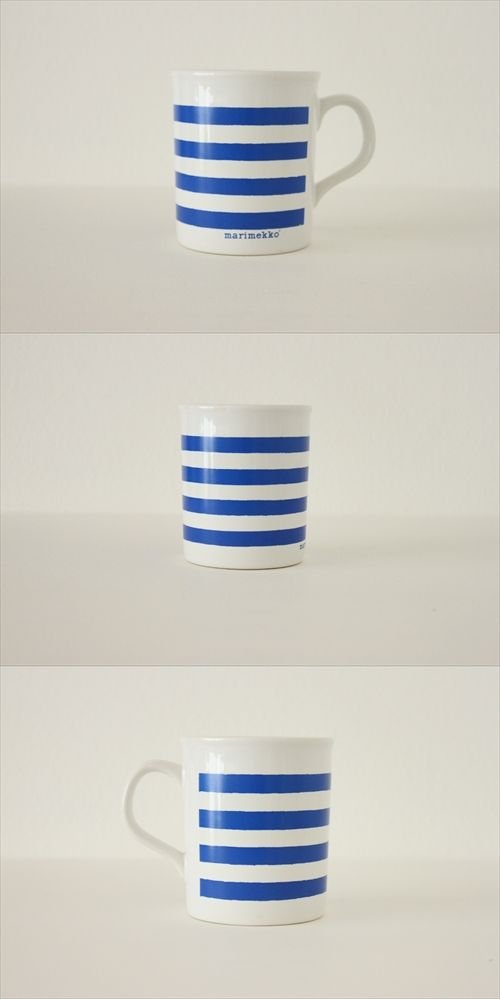 商品の詳細1: 【marimekko】　ストライプ　ブルー　廃盤マグカップ