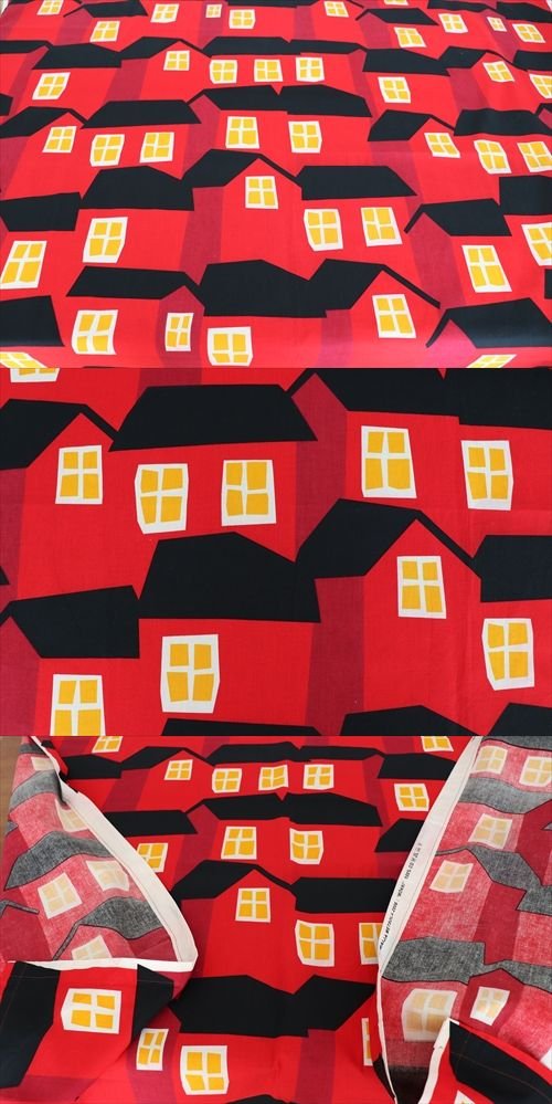 商品の詳細1: 【marimekko】　MOKKI　廃盤生地　レッド　131cm×128cm