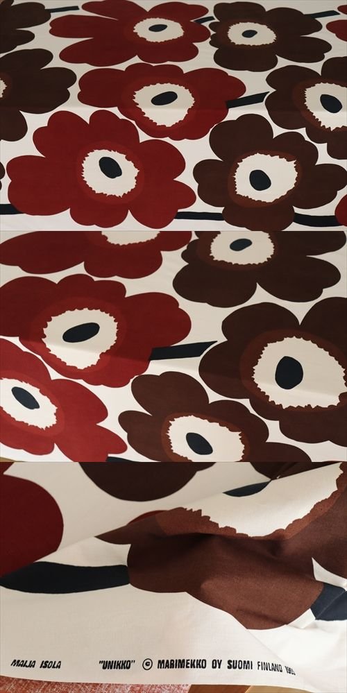 商品の詳細1: 【marimekko】　UNIKKO　廃盤ブラウン　vintage生地　　133cm×143cm