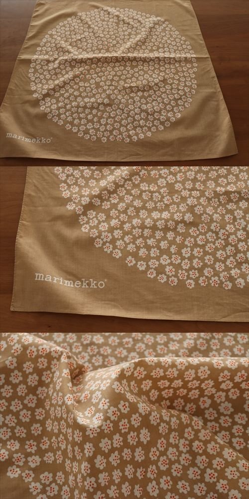 商品の詳細1: 【marimekko】　puketti　スカーフ生地  ベージュ×オレンジ