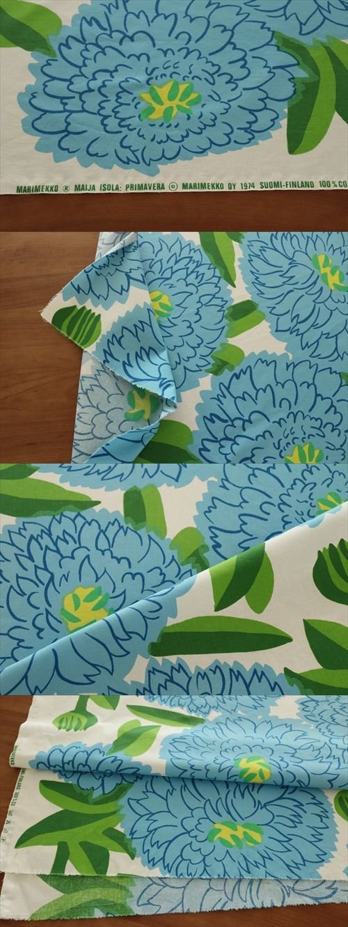 商品の詳細2: marimekko　primavera　vintageはぎれ　ライトブルー　138cm×67cm