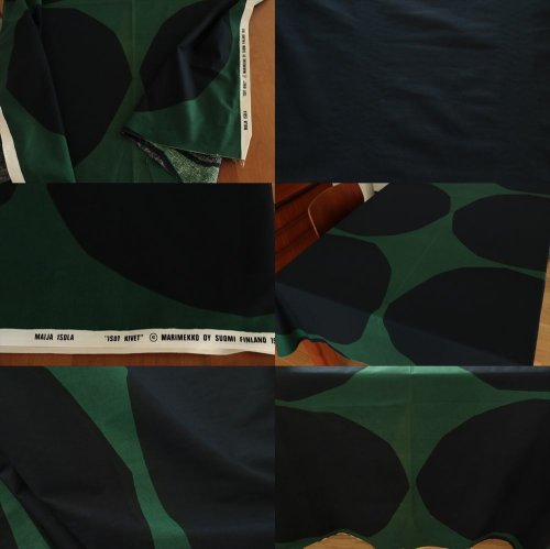 商品の詳細2: marimekko　ISOTKIVET グリーン×ネイビー　vintage生地　136cm×245cm程　　　　　　　　　　