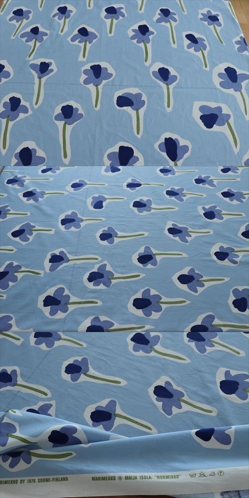 商品の詳細1: 【marimekko】 nurmikko　vintage生地　ブルー　131cm×168cm