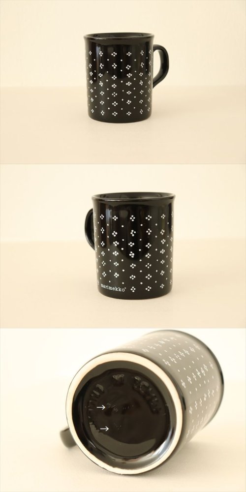 商品の詳細1: marimekko　muija　ブラック　古い時代 マグカップ　
