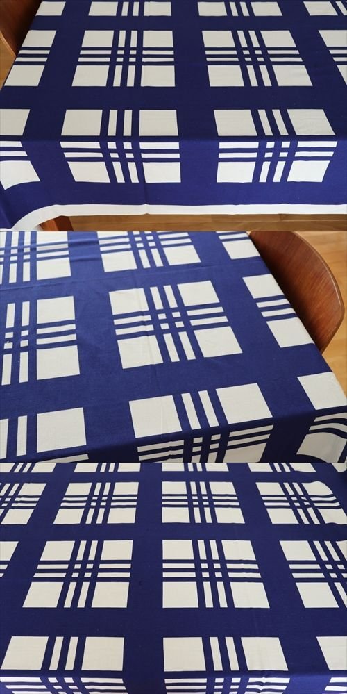 商品の詳細1: 【marimekko/DECEMBRE】ristikko　vintage生地　ブルー　141cm×128cm（全255cm）