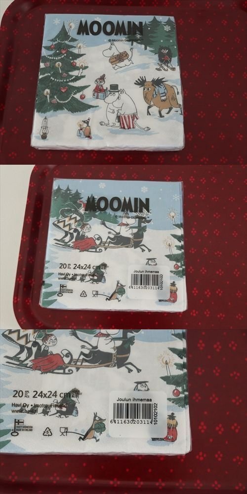 商品の詳細1: フィンランド購入　ムーミン柄 　ペーパーナプキン　クリスマス柄