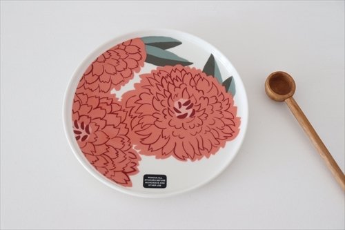 商品の詳細1: 【marimekko】primavera　20cmプレート　白×サーモンピンク（オレンジ）