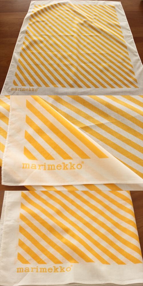 画像: marimekko　ストライプ　vintageスカーフ　イエロー