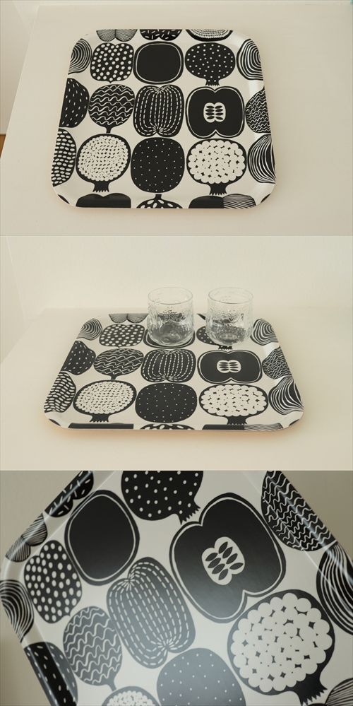 画像: 【marimekko】 kompotti　角トレイ　白黒