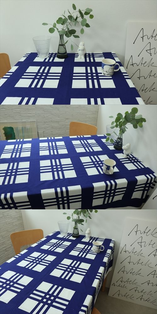 画像: 【marimekko/DECEMBRE】ristikko　vintage生地　ブルー　141cm×128cm（全255cm）