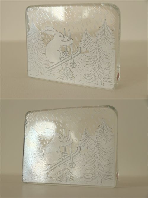 画像: 【iittala】Helja ヘリヤ  ガラスカード bunny skiing 　うさぎ　スキー