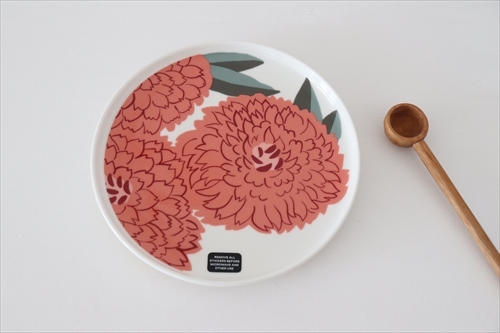 画像: 【marimekko】primavera　20cmプレート　白×サーモンピンク（オレンジ）